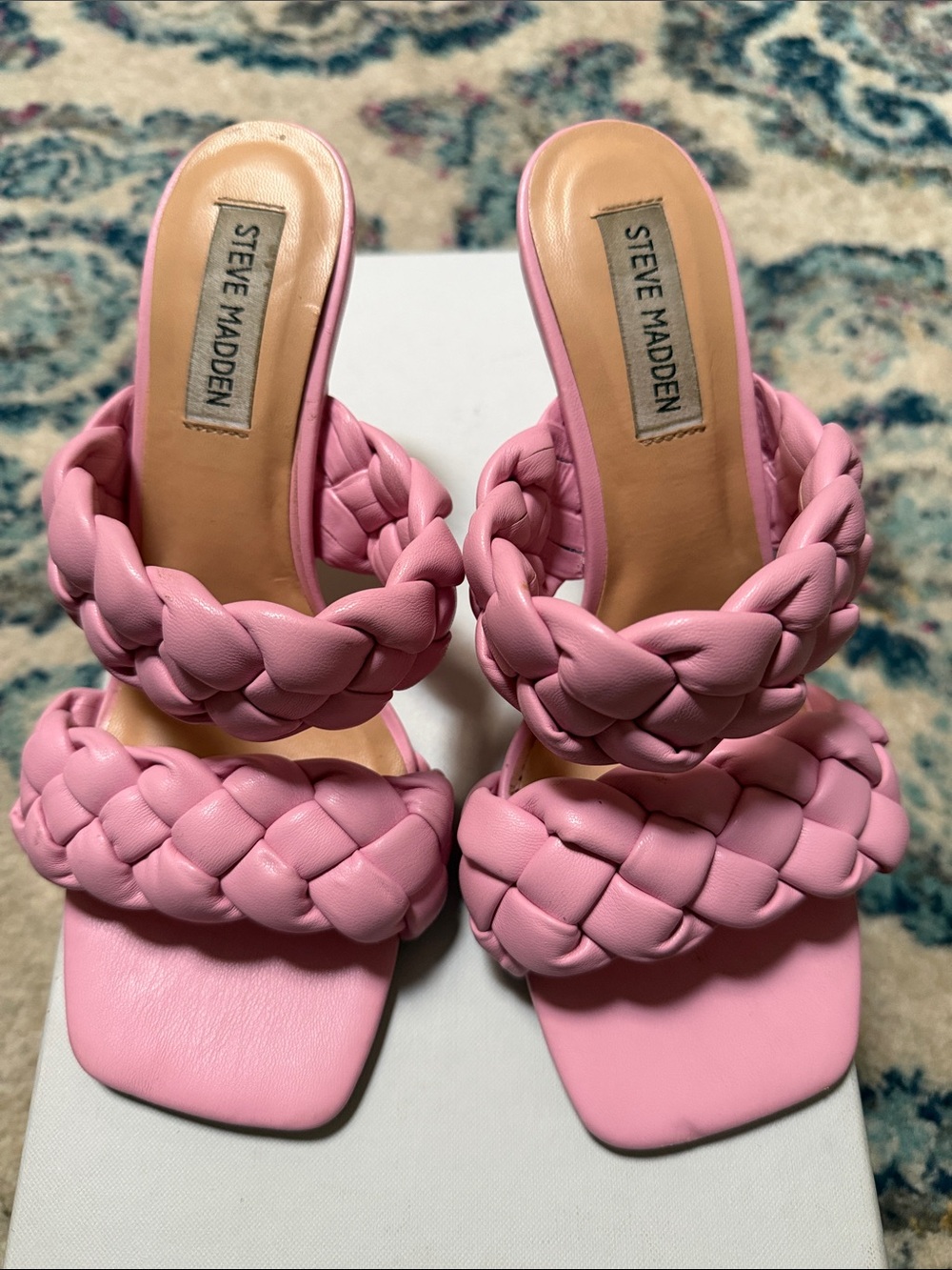Steve Madden Pink Braided Double-Strap Mules